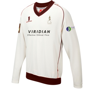 Pott Shrigley CC - Long Sleeve Sweater Maroon Trim