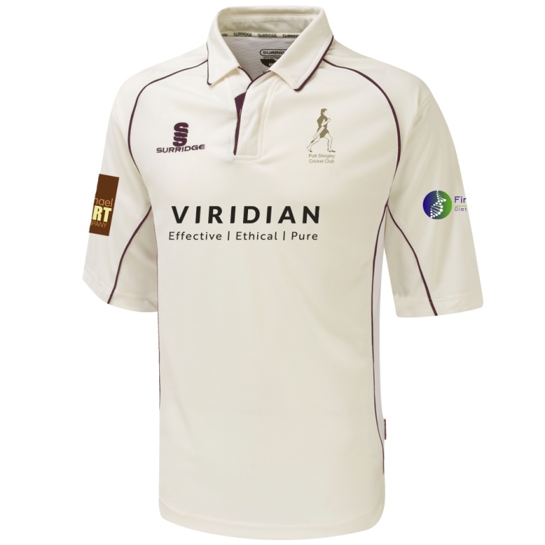 Pott Shrigley CC - Premier 3/4 Sleeve Maroon Trim Shirt