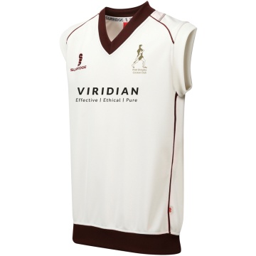 Pott Shrigley CC - Sleeveless Sweater Maroon Trim